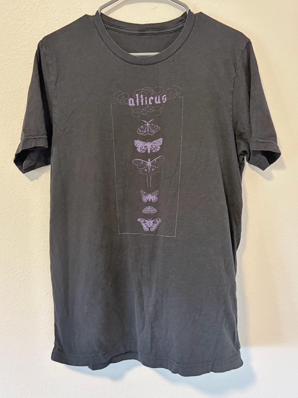 Vintage Atticus Moth Graphic Tee Faded Black Y2K Pop Punk Fits Medium